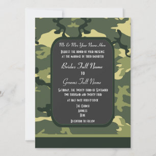 Invitation mariage de camouflage militaire vert