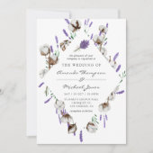 Invitation Mariage de campagne à l'aquarelle en lavande coton (Devant)