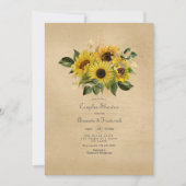Invitation Mariage de campagne au tournesol rustique (Devant)