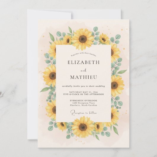 Invitation Mariage de campagne ensoleillé jaune (Devant)