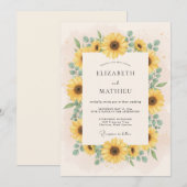 Invitation Mariage de campagne ensoleillé jaune (Devant / Derrière)