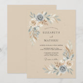 Invitation Mariage de campagne éthéré sur le sable (Devant / Derrière)