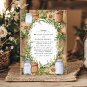 Invitation Mariage de campagne fleuri rustique en pot Mason e