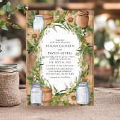 Invitation Mariage de campagne floral rustique en pot Mason e
