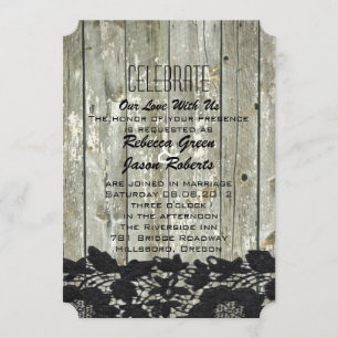 Invitation mariage de campagne moderne en bois de grange rust