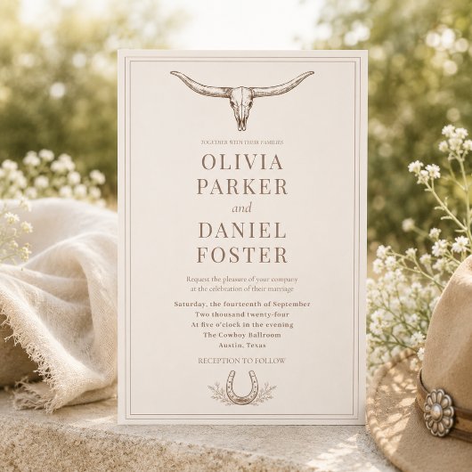 Invitation Mariage de Campagne Occidental Rustique à Chevalet
