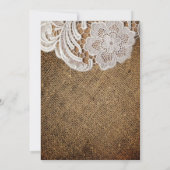 Invitation mariage de campagne occidental rustique burlap et  (Dos)