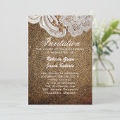 Invitation mariage de campagne occidental rustique en toile d (Debout devant)