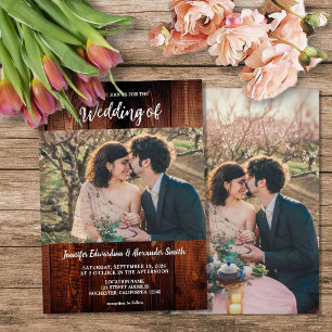 Invitation Mariage de campagne photo en bois de grange rustiq