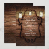 Invitation Mariage de campagne rustique avec pots Mason en bo (Devant / Derrière)