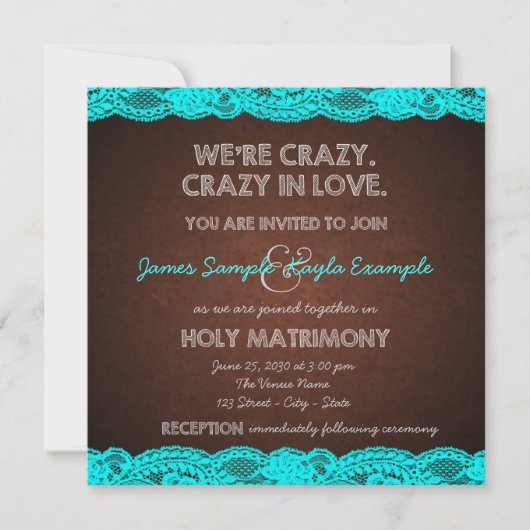 Invitation Mariage de Campagne Rustique Bleu Sarcelle et Marr (Devant)