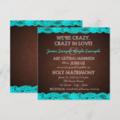 Invitation Mariage de Campagne Rustique Bleu Sarcelle et Marr (Devant / Derrière)