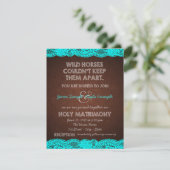 Invitation Mariage de Campagne Rustique Bleu Sarcelle et Marr (Debout devant)