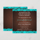 Invitation Mariage de Campagne Rustique Bleu Sarcelle et Marr (Devant / Derrière)
