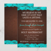 Invitation Mariage de Campagne Rustique Bleu Sarcelle et Marr (Devant / Derrière)
