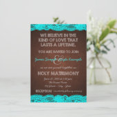 Invitation Mariage de Campagne Rustique Bleu Sarcelle et Marr (Debout devant)