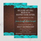 Invitation Mariage de Campagne Rustique Bleu Turquoise et Mar (Devant / Derrière)