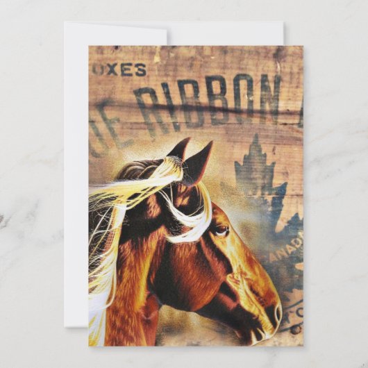 Invitation mariage de campagne rustique cheval cowboy western (Dos)