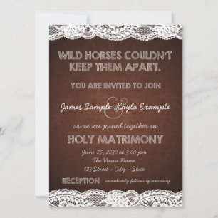 Invitation Mariage de campagne rustique marron et blanc en de