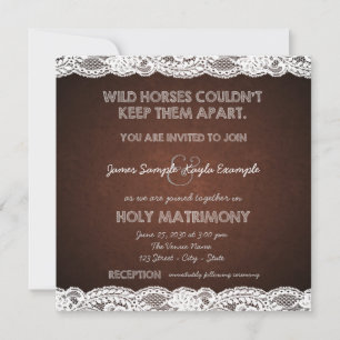 Invitation Mariage de campagne rustique marron et blanc en de