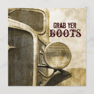 Invitation Mariage de campagne western à la ferme rustique