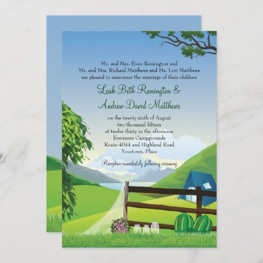 Invitation Mariage de camping (Devant / Derrière)
