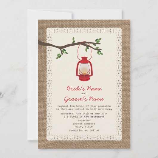 Invitation Mariage de camping à lanternes à huile inspiré de (Devant)