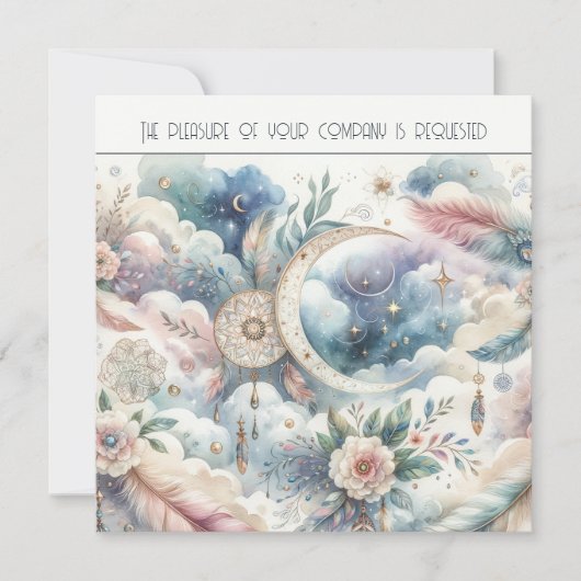 Invitation Mariage de capture de rêve Blue et Gold Celestial  (Devant)