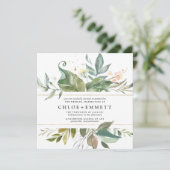 Invitation Mariage de Carré botanique rose or (Debout devant)