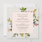 Invitation Mariage de Carré d'aquarelle rose pâle (Devant)