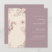 Invitation Mariage de carré de crme moderne (Devant / Derrière)