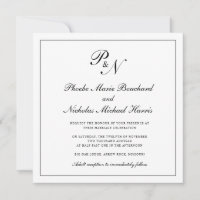Mariage de Carré de monogramme noir et blanc