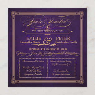 Invitation Mariage de Carré de purge de style poster vintage