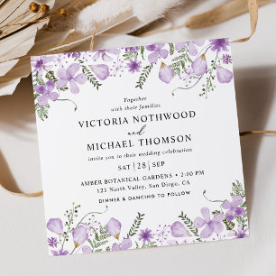 Invitation Mariage de Carré floral Lavender Watercolor