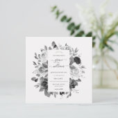 Invitation Mariage de Carré moderne Monochrome blanc (Debout devant)