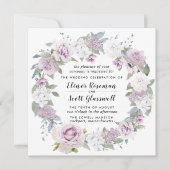 Invitation Mariage de Carré Rustique Blush Purple Blanc Flora (Devant)