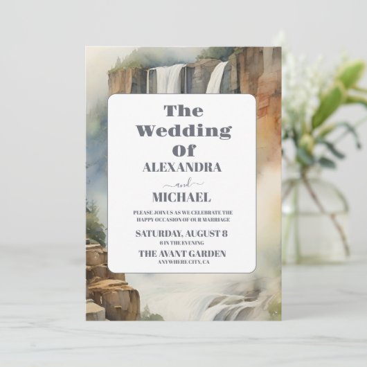 Invitation Mariage de cascade de Rustic Mountain (Debout devant)