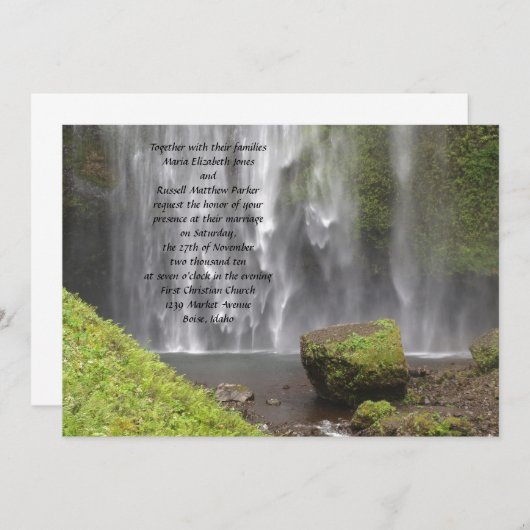 Invitation Mariage de cascade étonnant de l'Oregon (Devant / Derrière)