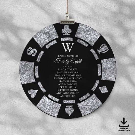 Invitation Mariage de casino de jeton de poker de monogramme