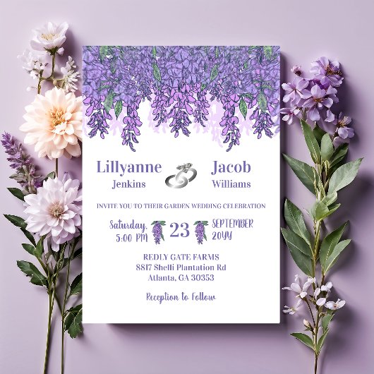Invitation Mariage de célébration du Jardin de Wisteria
