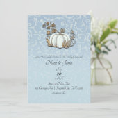 Invitation Mariage de Cendrillon bleu gris citrouille blanc e (Debout devant)