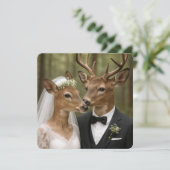 Invitation Mariage de cerf et biche dans la forêt (Debout devant)