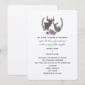 Invitation Mariage de cerf rustique - Floral violet (Devant / Derrière)