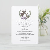 Invitation Mariage de cerf rustique - Floral violet (Debout devant)