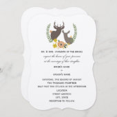 Invitation Mariage de cerfs rustiques - Orange Floral (Devant / Derrière)