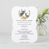 Invitation Mariage de cerfs rustiques - Orange Floral (Debout devant)