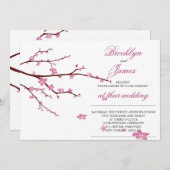 Invitation Mariage de cerise en fleurs invite (Devant / Derrière)