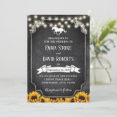 Invitation Mariage de Chalkboard de tournesol rustique (Debout devant)