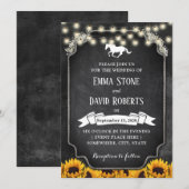 Invitation Mariage de Chalkboard de tournesol rustique (Devant / Derrière)