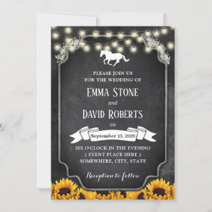 Invitation Mariage de Chalkboard de tournesol rustique